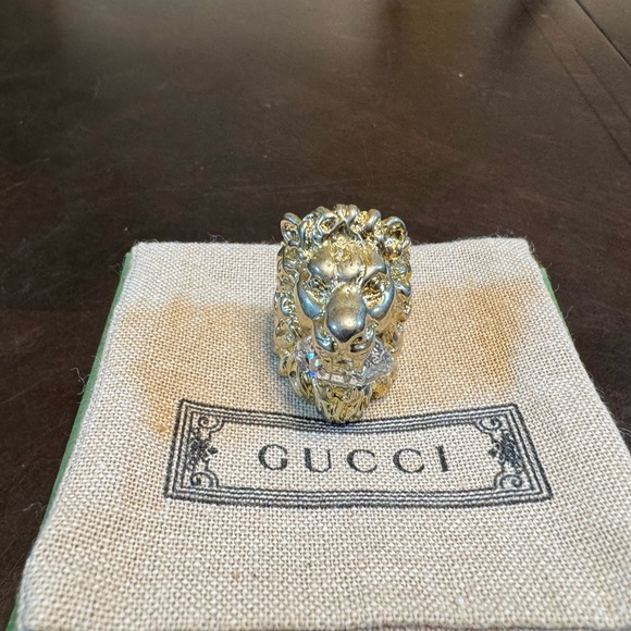 New Authentic Gucci Lion Head Ring Crystal Size XS / US 5.25 - Picture 3 of 10